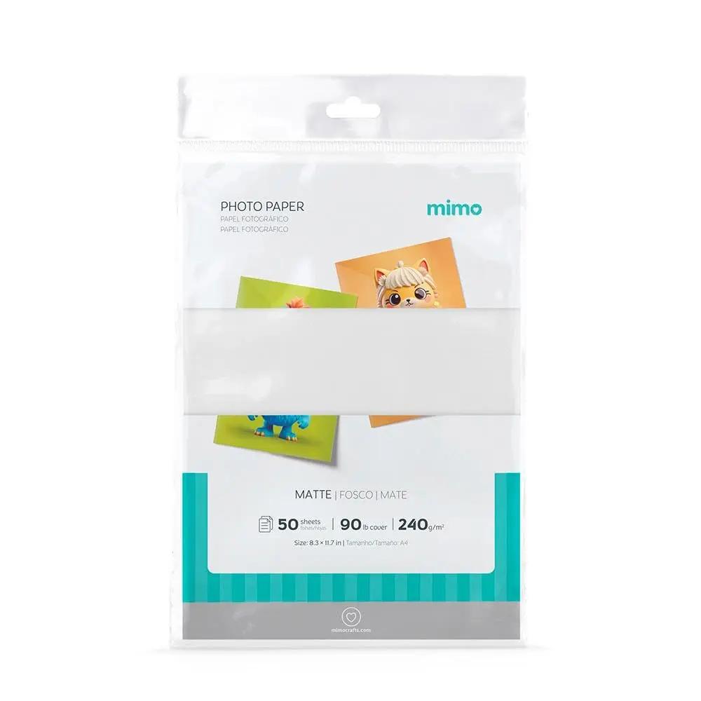 Mimo - Papel Fotográfico Fosco - A4-240g - 50 Fls - Qualidade Premium - Controle de Absorção da Tinta Para Melhor Absorção e Resistente a Água - Gramatura de 240 g/m²