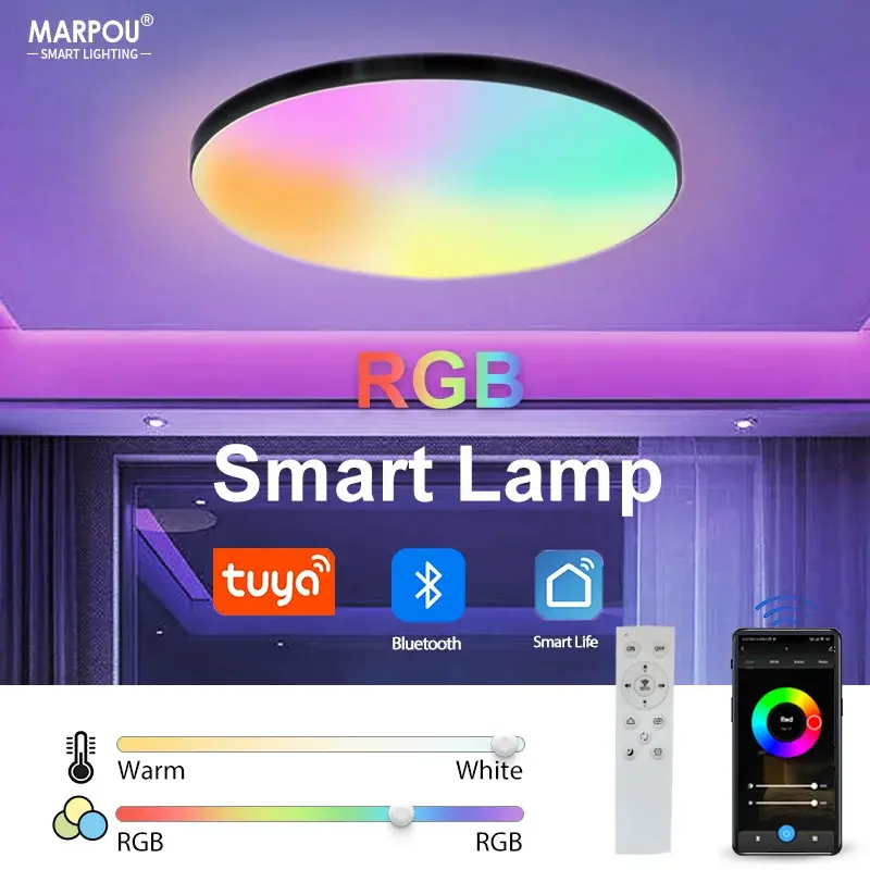30w 36w inteligente led luz de teto rgb escurecimento app tuya controle remoto cronometragem interior decoração casa bluetooth wifi quarto sala estar