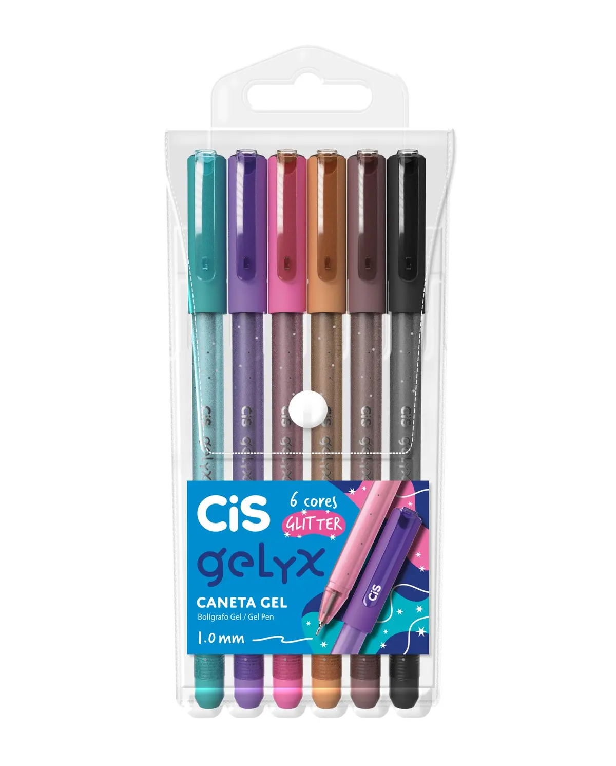 CiS Gelyx Caneta Gel – Estojo com 6 unidades – Glitter
