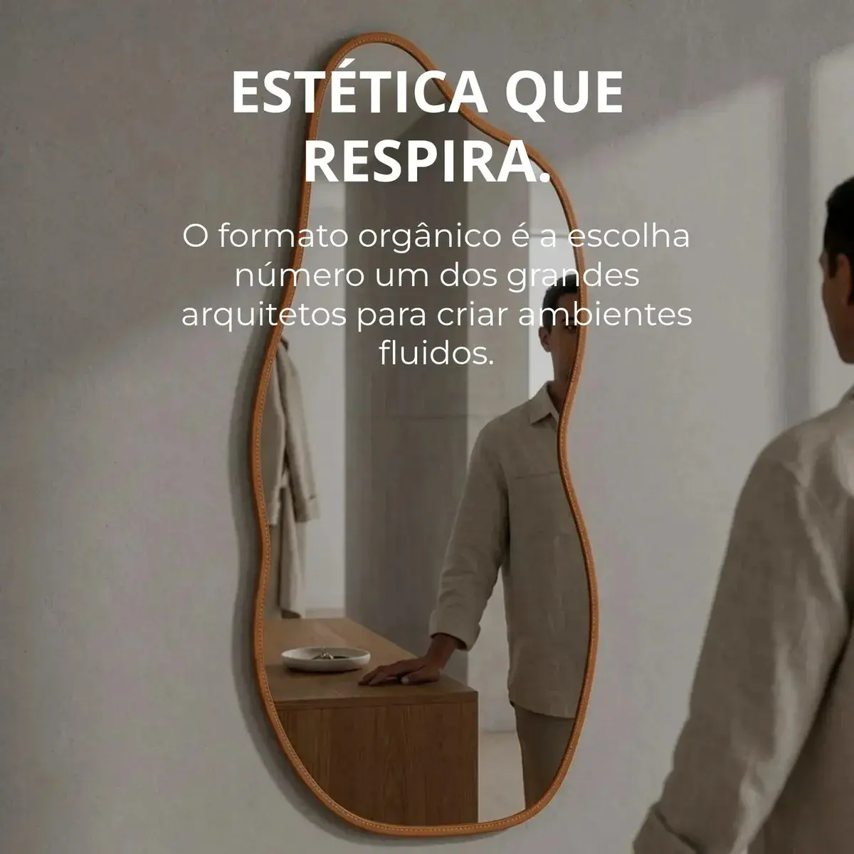 Espelho 100x50 Orgânico Corpo Inteiro Grande Moldura Caramelo thumbnail 6