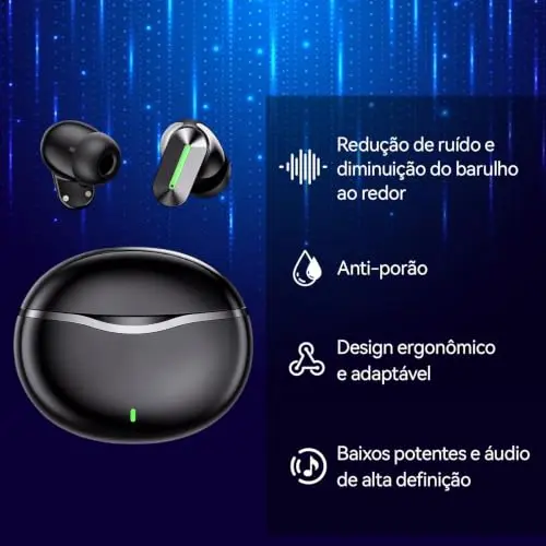 Fone de Ouvido Bluetooth, Fone de ouvido sem fio Bluetooth 5.4, Cancelamento de Ruído, Bateria de 16h, Funciona em Todos os Celulares e Notebook thumbnail 5