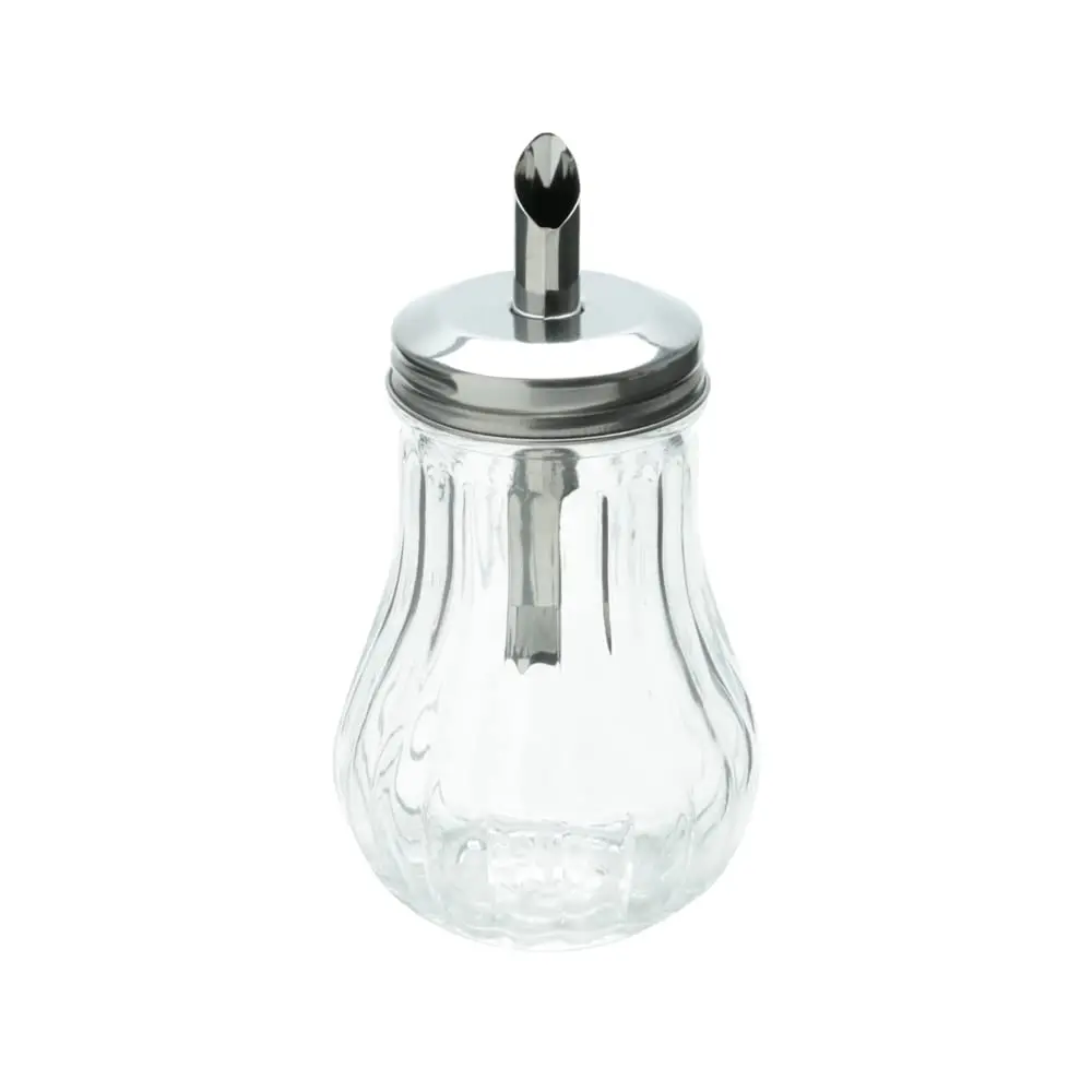LYOR - Açucareiro de Vidro com Tampa de Aço Inox 7,5cm x 14cm