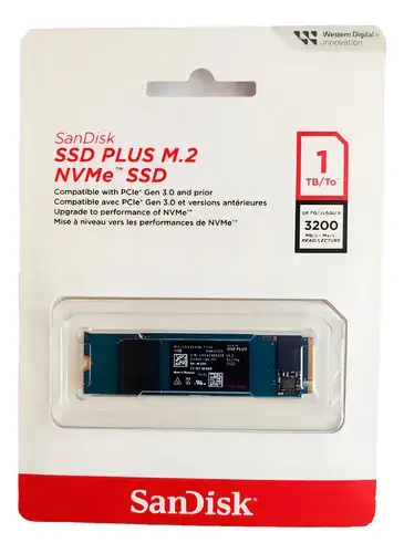 Ssd Nvme M.2 1tb Sandisk Plus Nvme 2280 Sdssda3n-1t00-g26