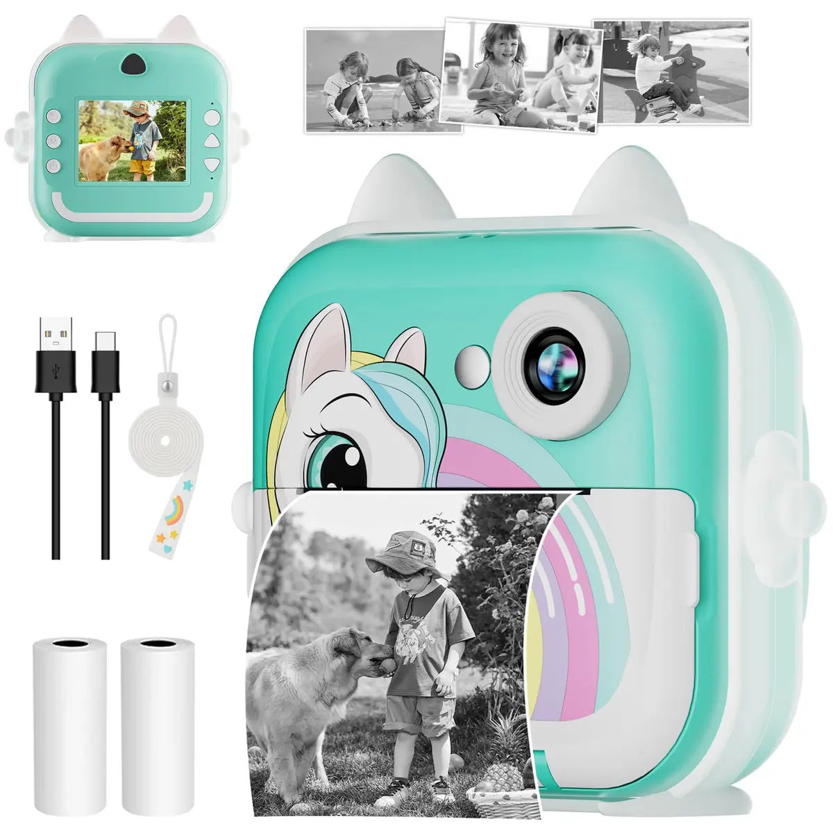 Câmera Fotográfica Infantil, Câmera Digital Infantil que Imprime 20MP 1080P | Tela 2,4", Zoom 6X, Impressão Térmica 200 dpi, Vídeo, Time Lapse, Jogos, com Papel de Impressão (Azul)