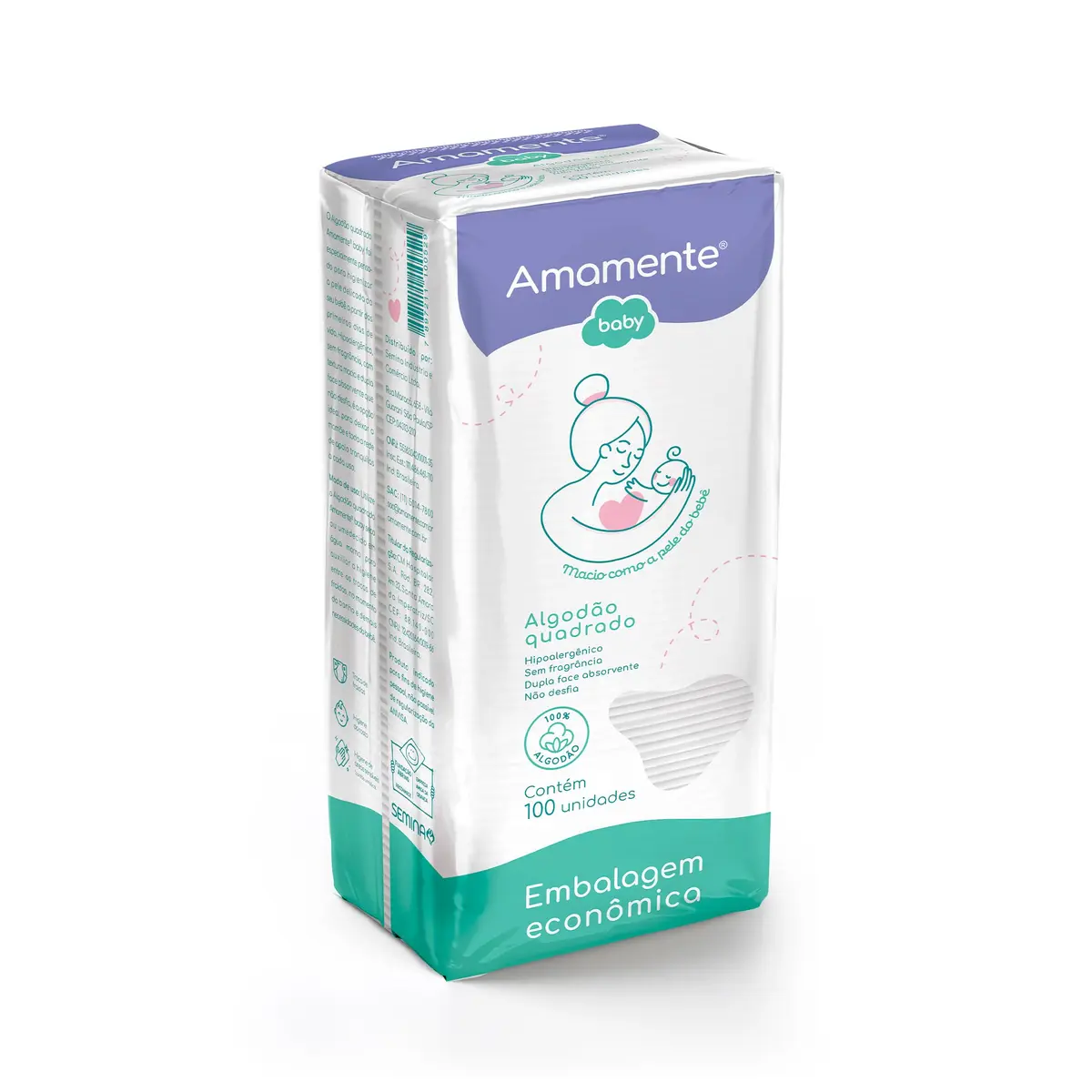 Algodão Quadrado Amamente® Baby 100 UN
