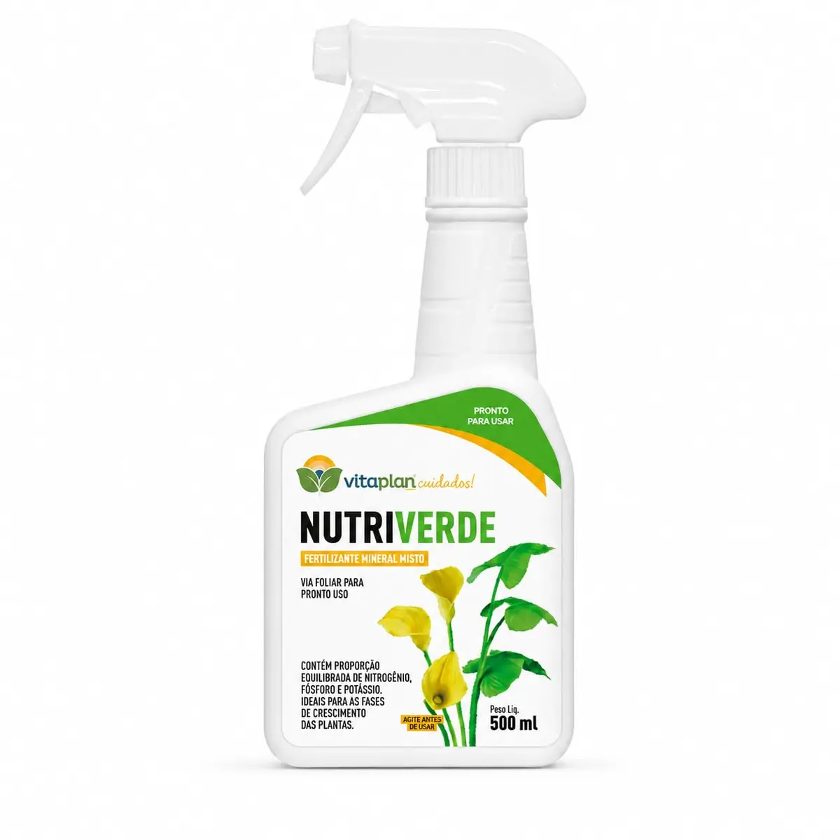 VITAPLAN Fertilizante Nutriverde Pronto Uso Foliar 500ml | Folhas mais verdes e vigorosas; nutrientes essenciais de absorção imediata; praticidade no dia a dia para jardins