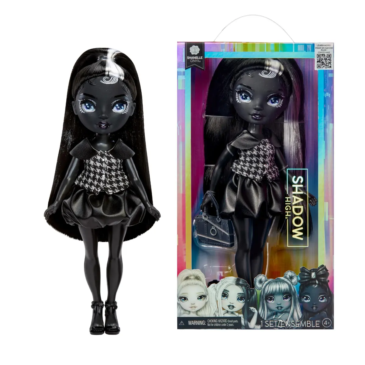 Rainbow High Shadow High Shanelle ônix - Boneca da Moda de 28 cm em tons de Cinza, cabelo Preto e Roupa, Bolsa estilosa, presente doce para crianças de 4 a 10 anos