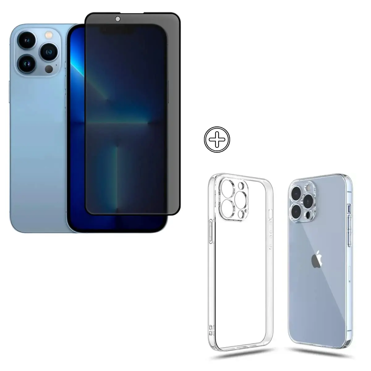 Película De Vidro Privacidade 3D Anti Spy Tela Toda Para iPhone + Capa Capinha Case (iPhone 13 Pro Max)