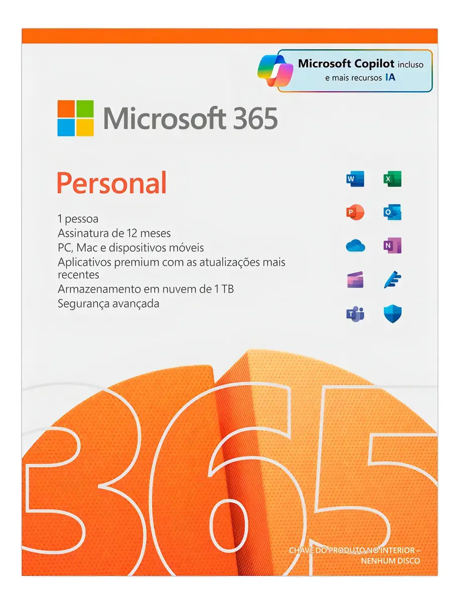 Microsoft 365 personal anual 1 usuário 1TB onedrive - 1