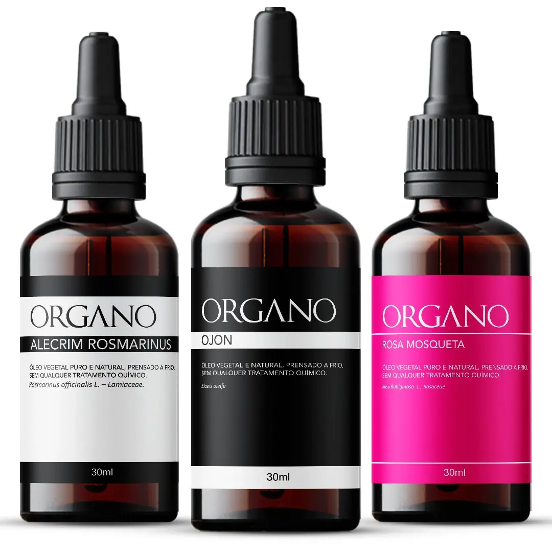 Kit das Estrelas Plus ORGANO - Ojon, Alecrim e Rosa Mosqueta Rubiginosa - Óleo Vegetais 100% Puros E Naturais - 1