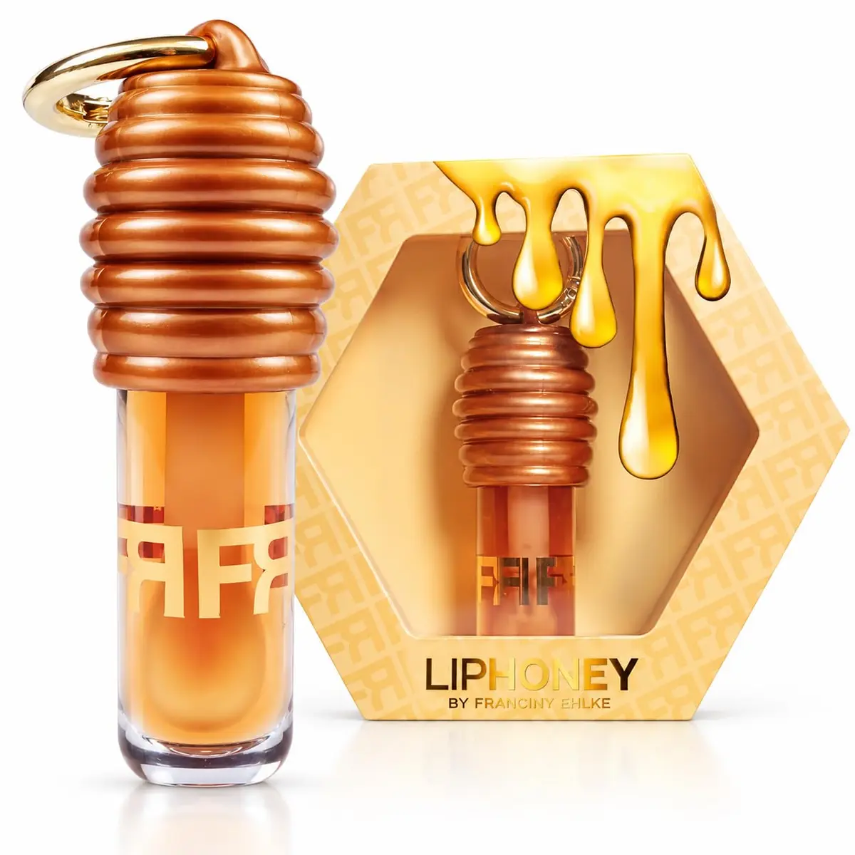 Gloss Labial Franciiny Ehlkee - Kit 2 Liip Honey de Mel com Brilho Intenso | Hidratação Prolongada, Aroma de Mel, com Vitamina, Ponteira Chubby, Hipoalergênico 5g