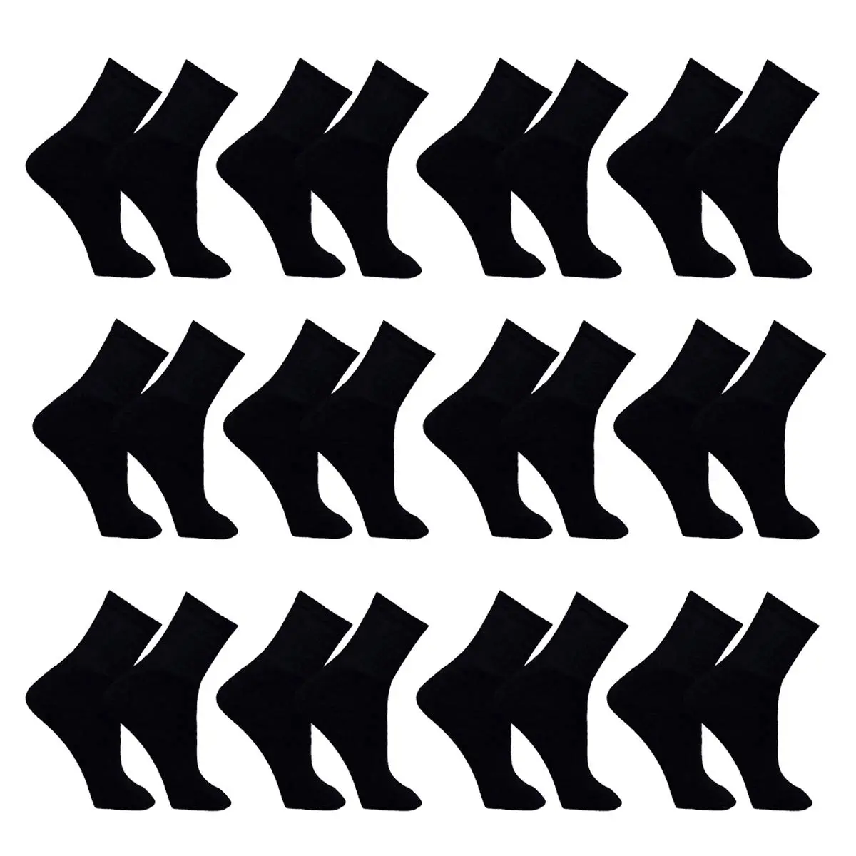 Kit 12 Pares Meia Adulto Masculina Esportiva Cano Alto Algodão (39-43, Preto)