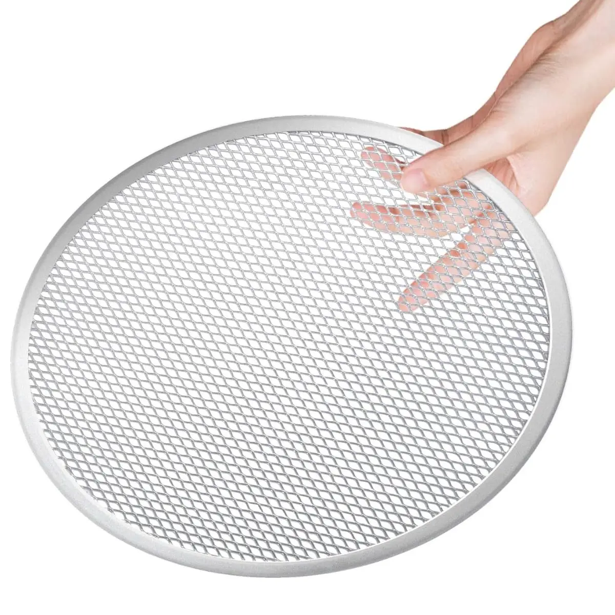 Tela de Alumínio Reforçada para Assar Pizza 35 cm Redonda - 1