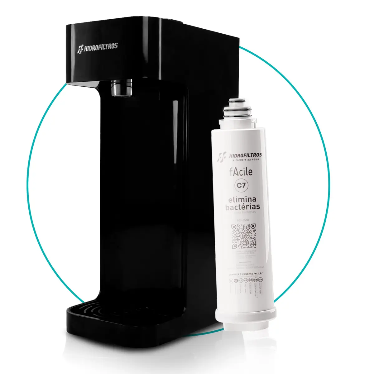 Hidrofiltros - Purificador de Água Facile com Refil C7 Elimina 99,9% das Bactérias Cor Preto Hidrofiltros - 1