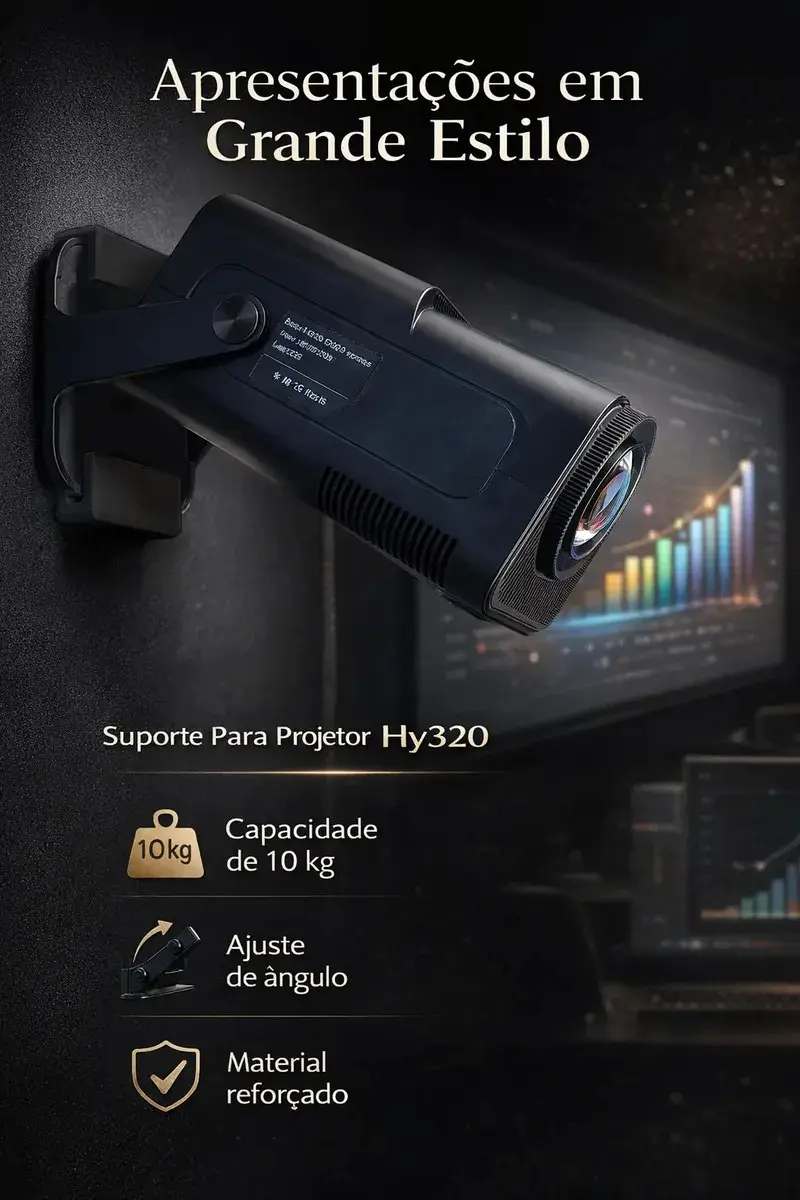 Suporte Para Projetor HY320 Mini Davely de Teto e Parede Ajustável Com Kit de Instalação thumbnail 3