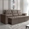 Sofá Retrátil 3 Lugares 2,10m York Suede Marrom - 1