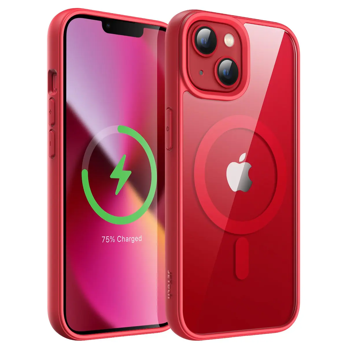 JETech Capa Magnética para iPhone 13 mini, Vermelho | Compatível com MagSafe, Moldura de TPU Fosco de Cor Sólida, Traseira Transparente, Bumper À Prova de Choque