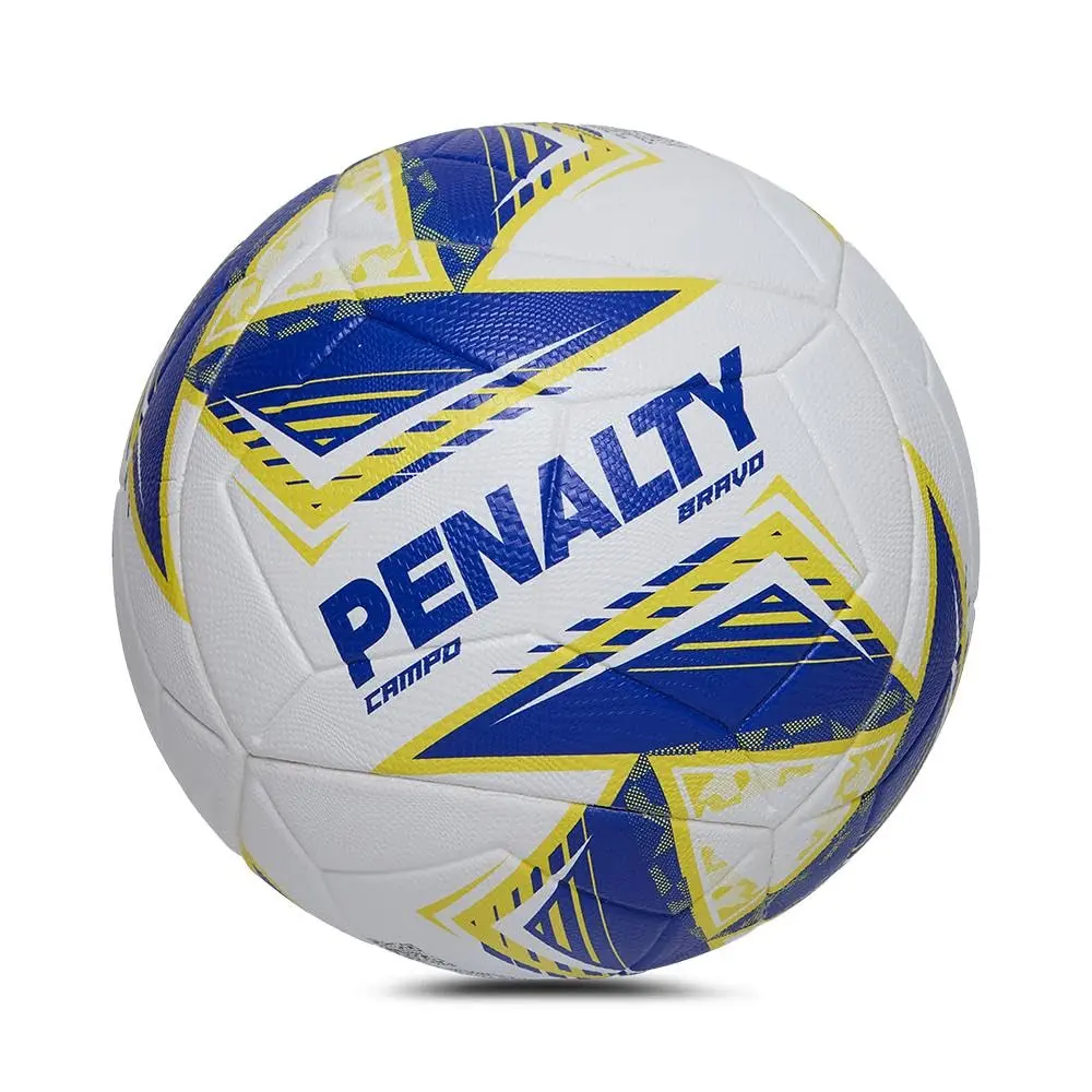Bola de Futebol de Campo Penalty Bravo XXV, Branco, Amarelo e Azul, 5
