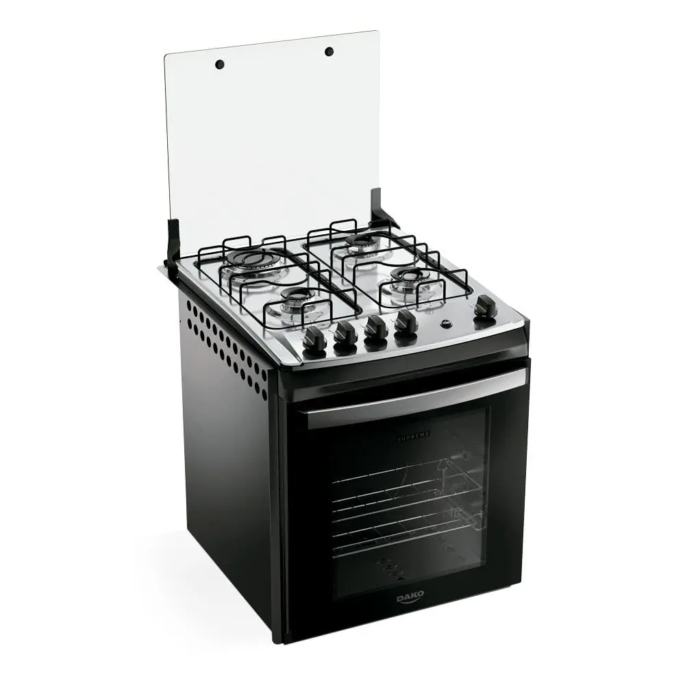 Fogão 4 Bocas Embutir Dako Supreme Mesa de Inox Preto Bivolt