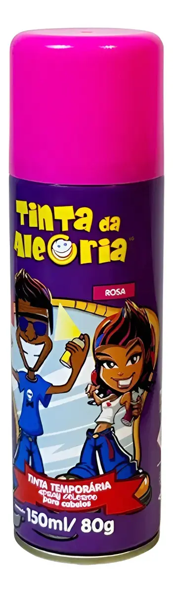 Tinta Spray Carnaval Festa Cabelo Temporária Rosa 150ml Colorida Lavável