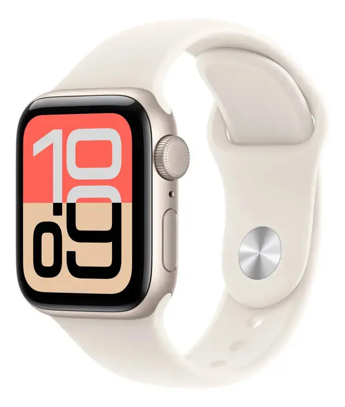 Apple Watch SE 3 GPS • Caixa estelar de alumínio – 40 mm • Pulseira esportiva estelar – M/G