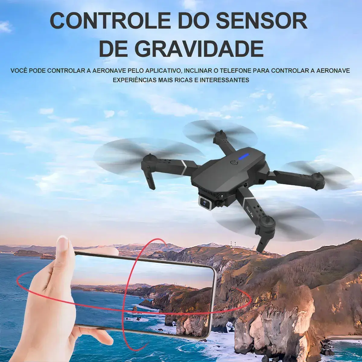 Mini Drone E88 Profissionals Câmeras Fpv Wi-fi Fotografia Aérea Camera Hd Com Controle Remoto Cor Preto thumbnail 8