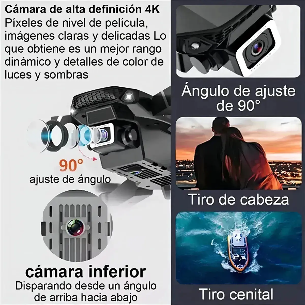 Mini Drone E88 Profissionals Câmeras Fpv Wi-fi Fotografia Aérea Camera Hd Com Controle Remoto Cor Preto thumbnail 9