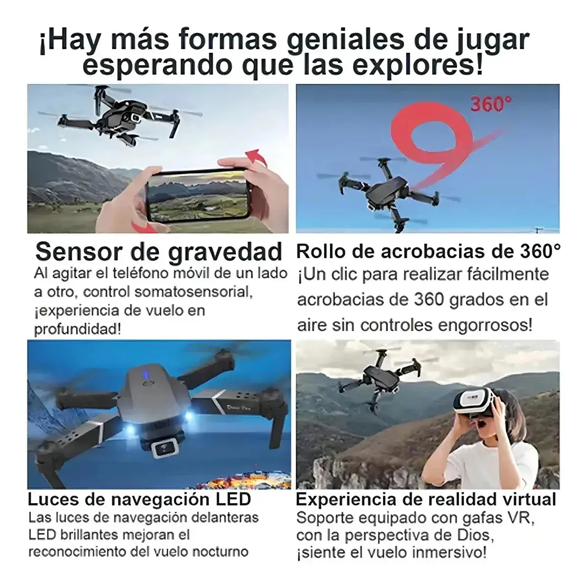 Mini Drone E88 Profissionals Câmeras Fpv Wi-fi Fotografia Aérea Camera Hd Com Controle Remoto Cor Preto thumbnail 10