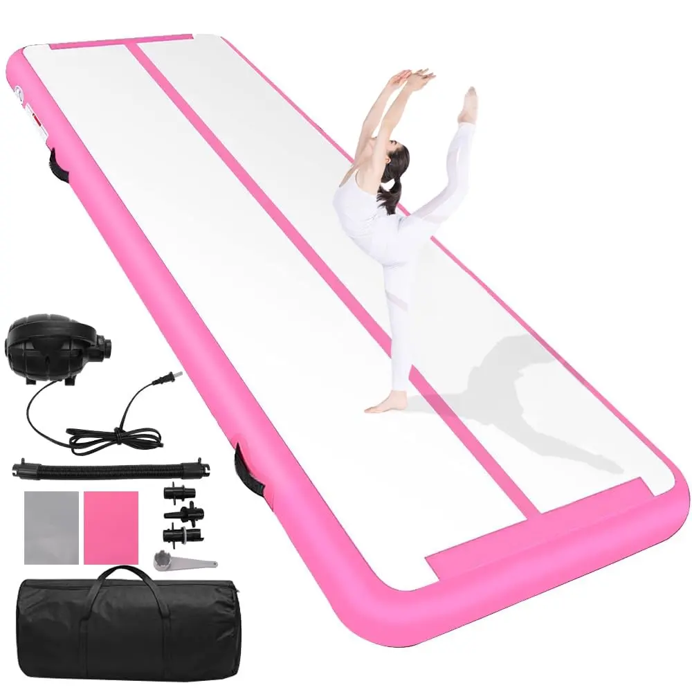 110V Tapete de Ginástica Inflável de 3 m, 3×1×0.1m Tapete de Treinamento de Ginástica, Colchão Inflável para Ginástica, Pista de Ginástica Inflável, Pista de Ar Inflável