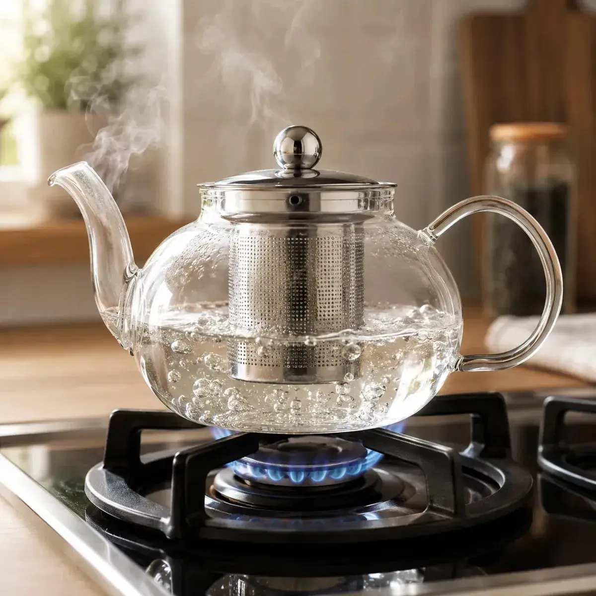 Chaleira de Vidro Carneiri 600 mL Com Infusor de Inox Para Fogão - 1