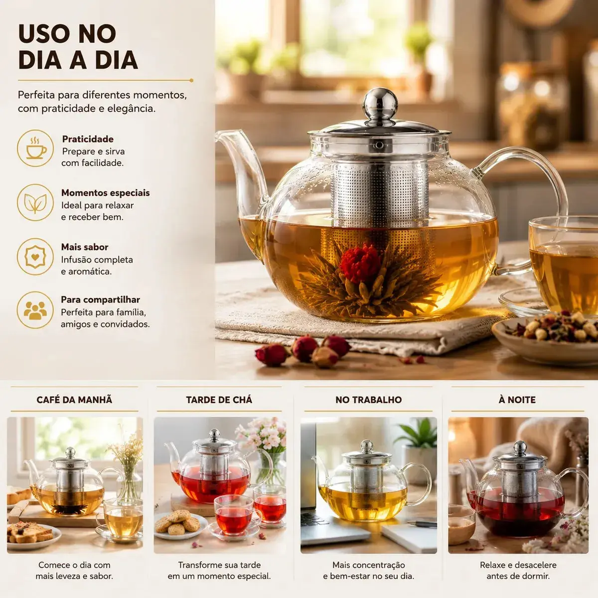 Chaleira de Vidro Carneiri 600 mL Com Infusor de Inox Para Fogão thumbnail 6