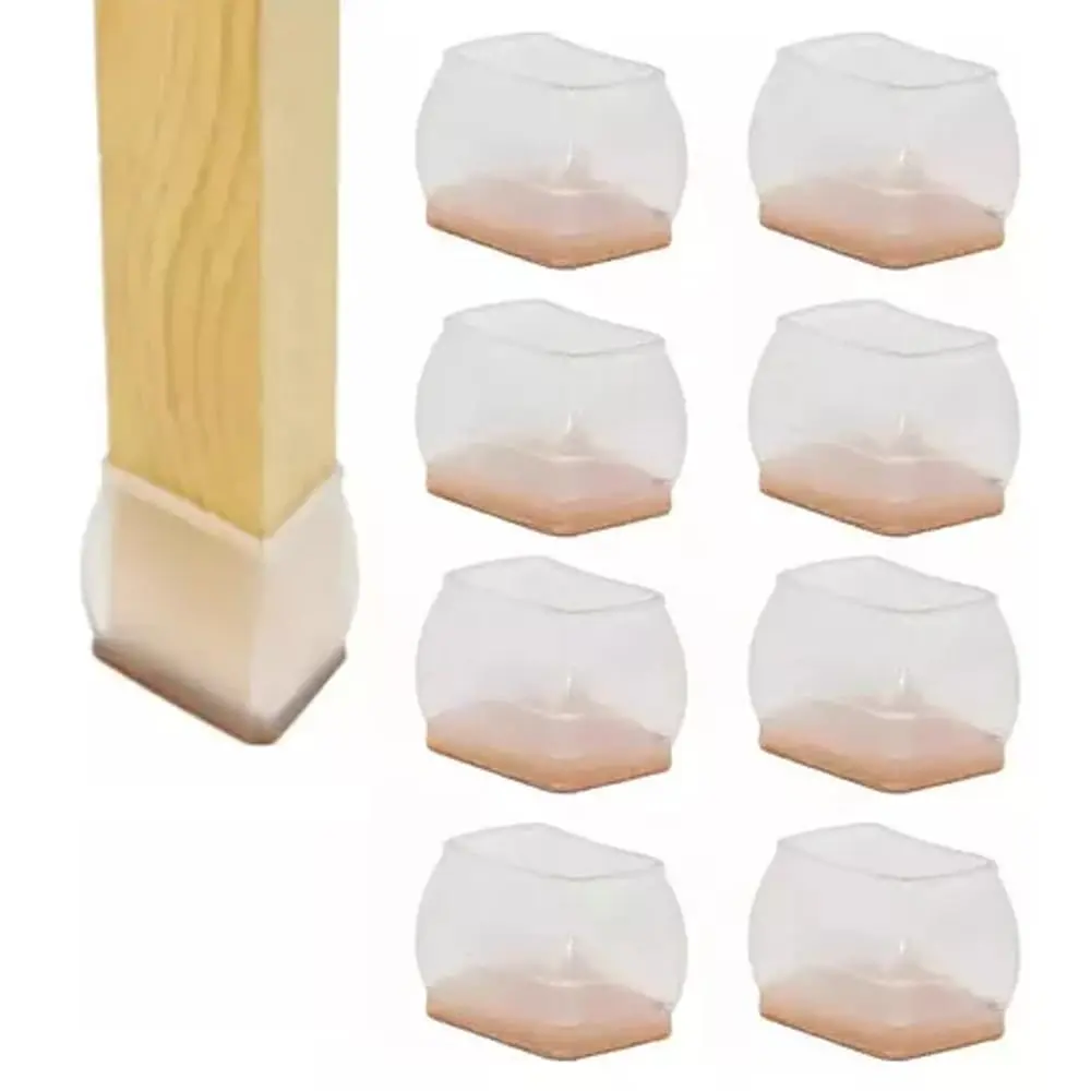 Genérico Kit 8 Protetores de Pés Retangulares de Silicone e Feltro Branco