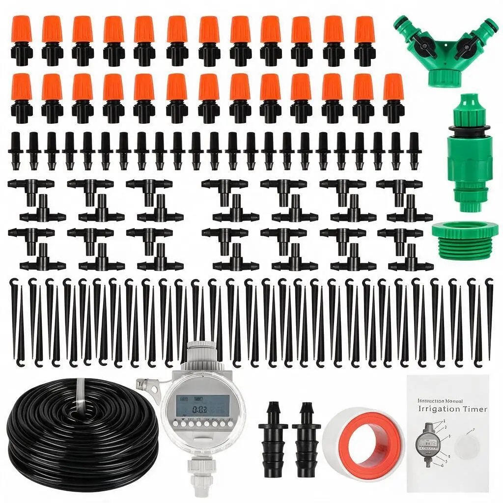 Gotejador para Plantas, Temporizador Irrigação, Irrigador de Jardim, Aspersor para Irrigação Jardim, Kit de Lrrigação com Temporizador