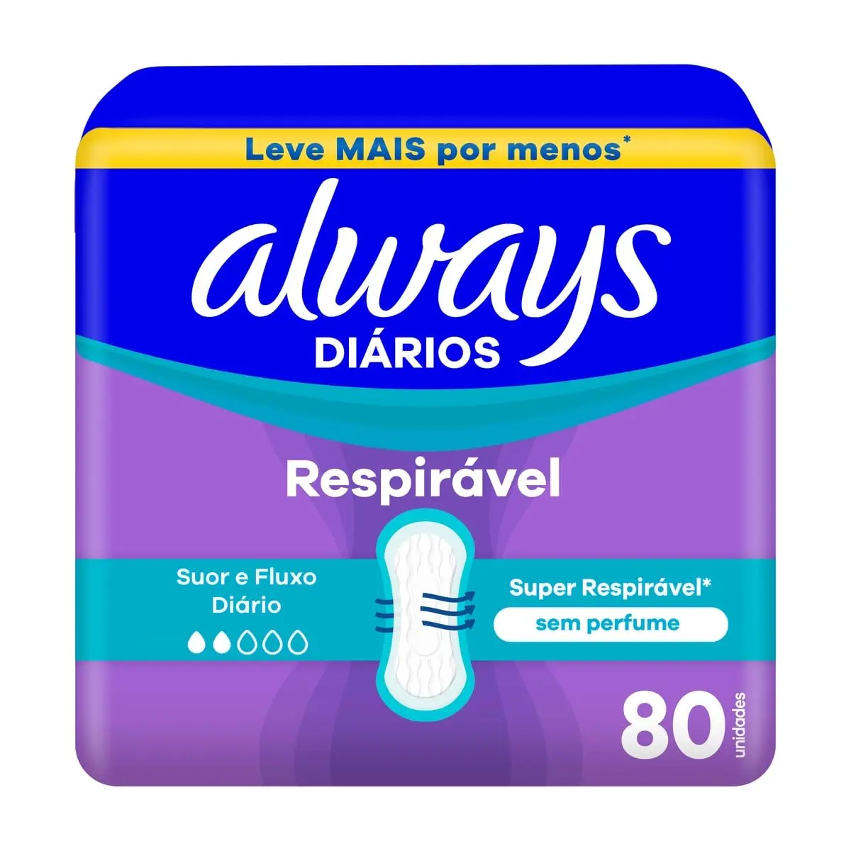 Always Protetor Diário Respirável Sem Perfume 80 Unidades - 1