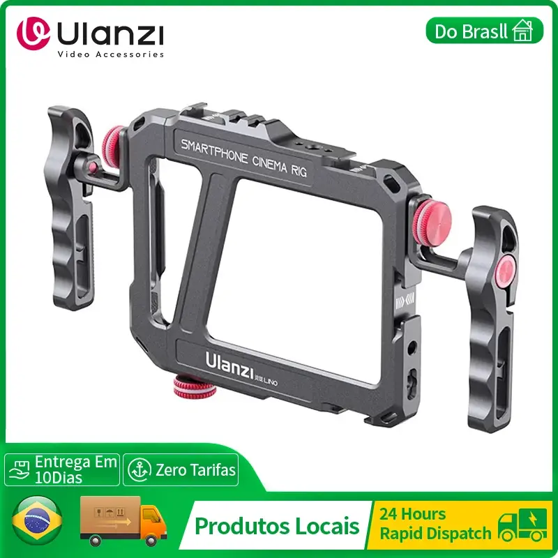 Ulanzi lino telefone gaiola vídeo vlog rig alça para 5.4 ''a 6.7'' iphone x 11 12 13 14 pro max android telefone fotografia - 1