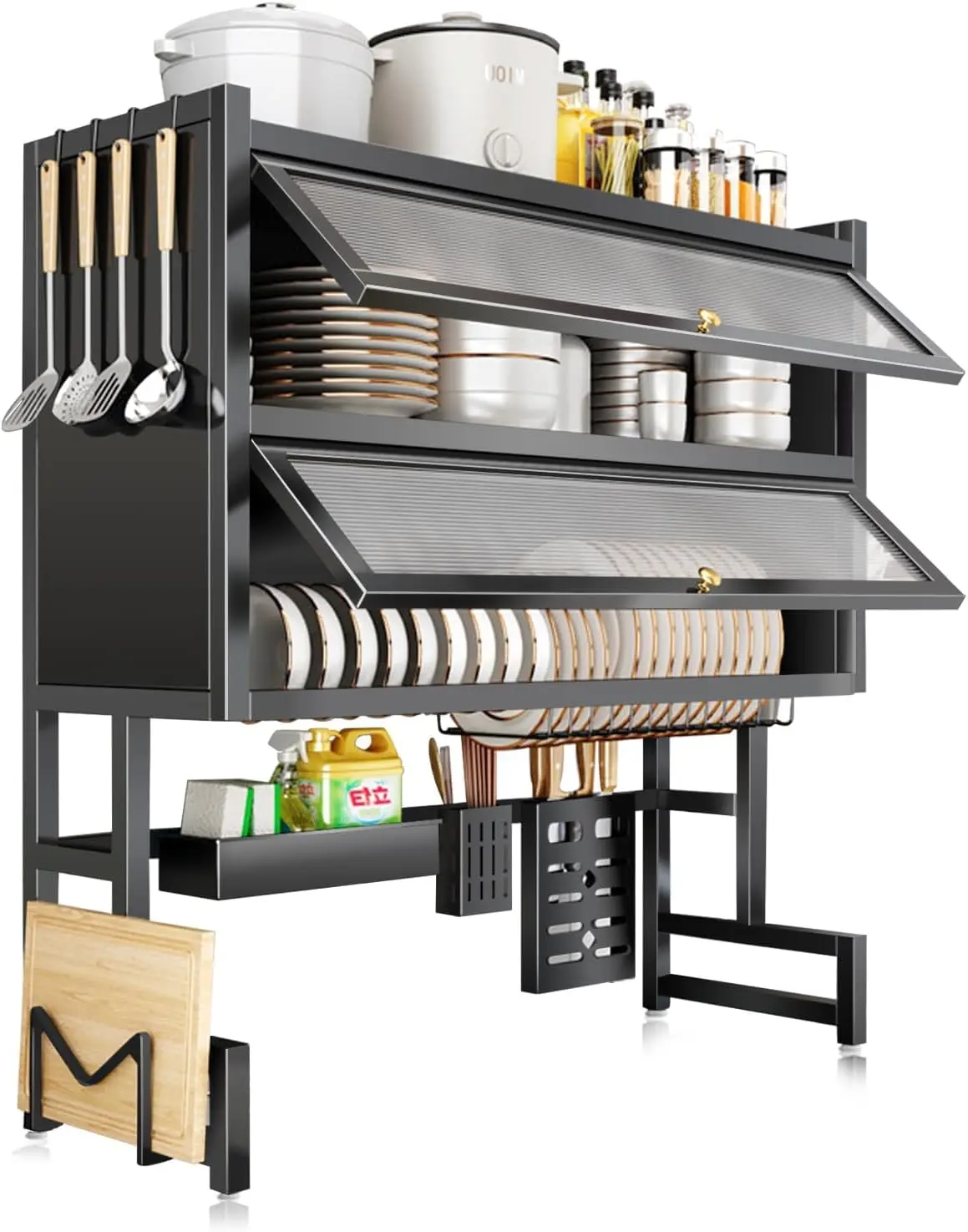 Escorredor de Louça Suspenso,Escorredor de Louça de Parede,Inox,Organizador de Cozinha (65CM-2 Andares)