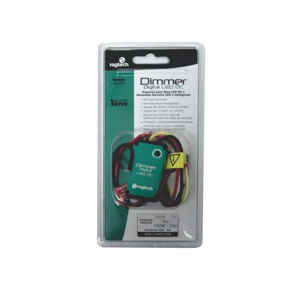 Dimmer Digital RAGTECH para Fita LED de até 8A – DLD 8 – 100VA/100W – 12V ou 24V – Com Microprocessador Digital – Modelo 4444