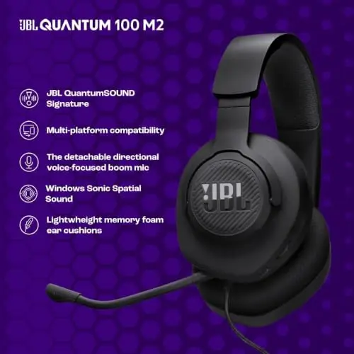 JBL, Fone de Ouvido Com Fio, Quantum 100M2, Headset Gamer, Over Ear, Microfone Removível - Preto thumbnail 4