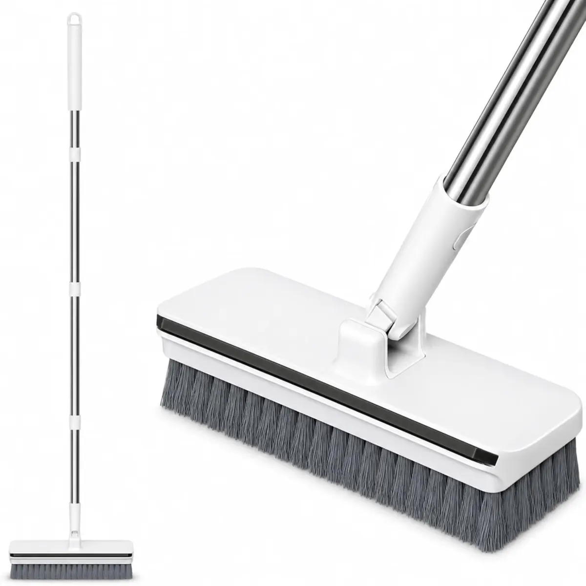 Escova Multiusos, Serve como Rodo e Esfregão de Chão,135cm Altura | Altura Ajustável, Cabo de Aço Inoxidável e Cerdas de Nylon para Limpeza Prounda - 1