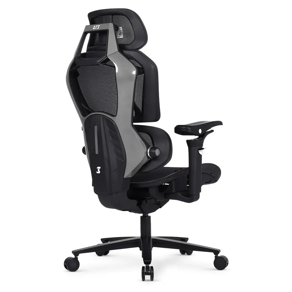 Cadeira de Escritório Gamer DT3 Chrono,ergonomica com revestimento Mesh Vintex-C™,apoio de cabeça 2D,braços 5D+rotação 360º,apoio lombar AWS,suporta até 130kg,altura máx.de 1,85m (Grey)