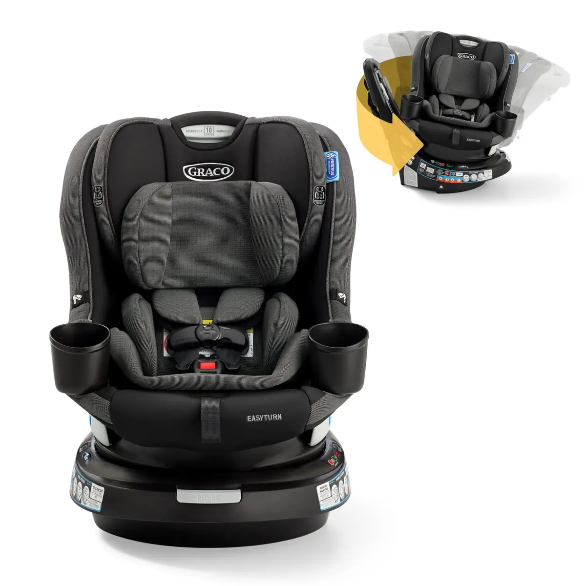 Graco Cadeira Infantil para Carro EasyTurn™ com Giro 360° 2 em 1 com Sistema LATCH, Cyran, Preto