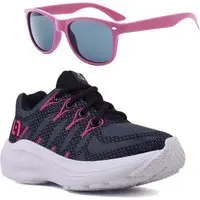 Infantil - Tenis Meninas Casual Preto e Pink Feminino + Óculos