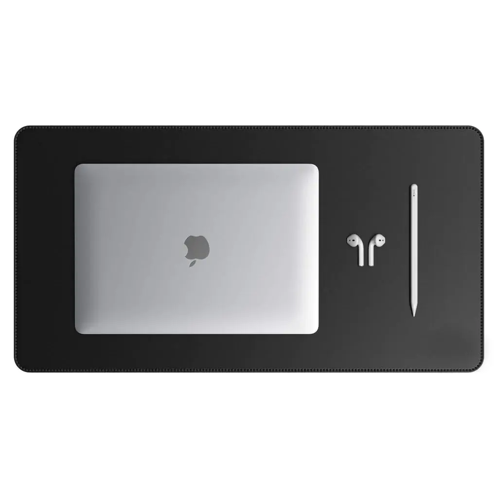 Mouse Pad Grande Couro Sintético Ecológico Preto