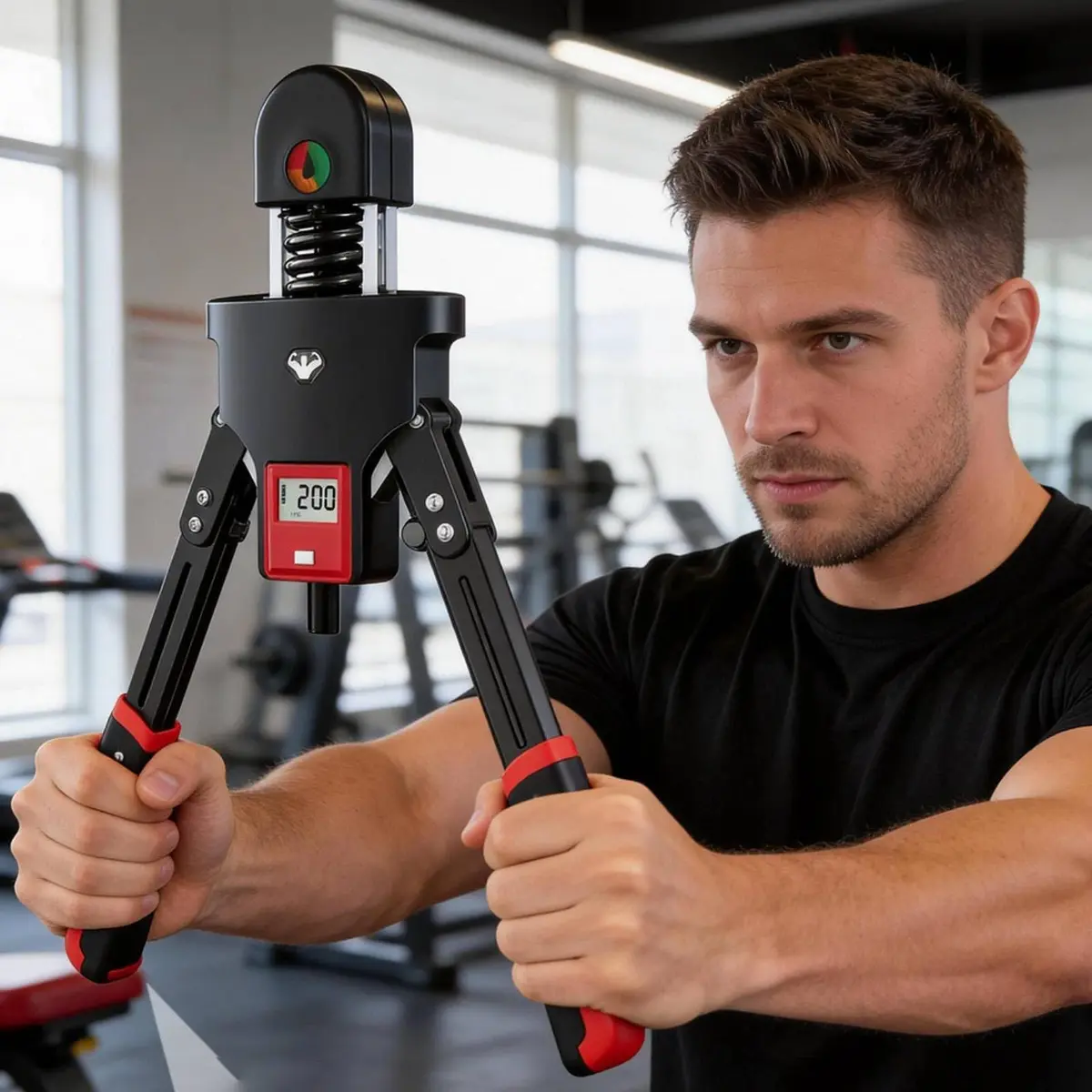 Power Twister Profissional – Aparelho para Bíceps e Fortalecedor de Braço Ajustável 10-250kg com Contador Digital e Display de Força, Exercitador Manual com Alça Antiderrapante e Base Triangular Estável para Bíceps, Ombro e Antebraço - 1