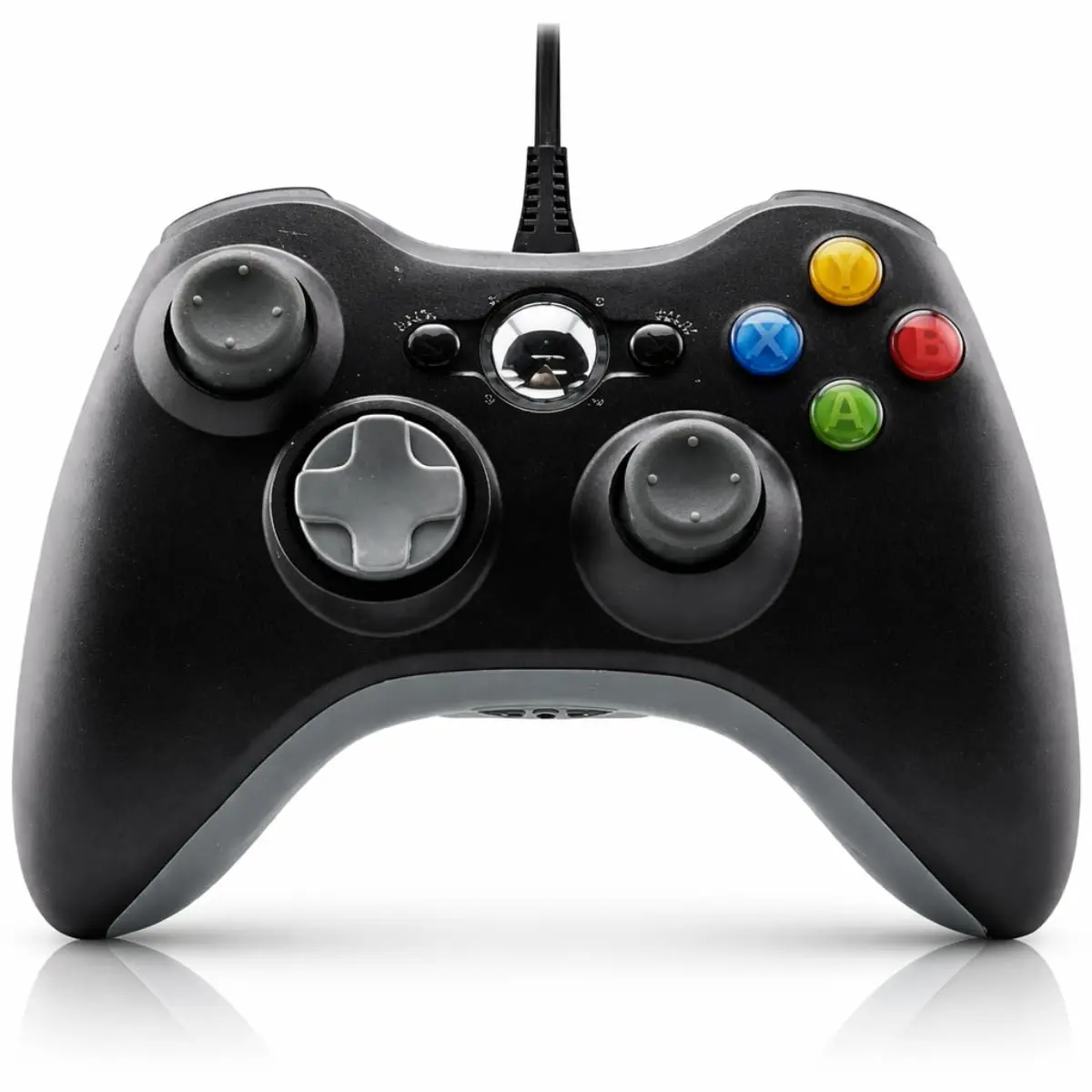 Controle Com Fio Compatível com Xbox 360 e PC, Gamepad USB para Windows e Notebook, Vibração Dupla, Plug and Play, Analógicos Responsivos – Preto