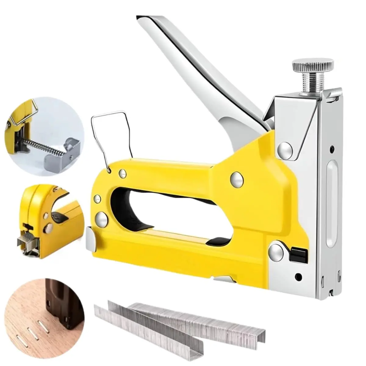 Grampeador Manual Profissional de Alta Pressão Kit Completo com 600 Grampos para Estofados Tapeçaria e Projetos Domésticos (GRAMPEADOR + 600 GRAMPOS)