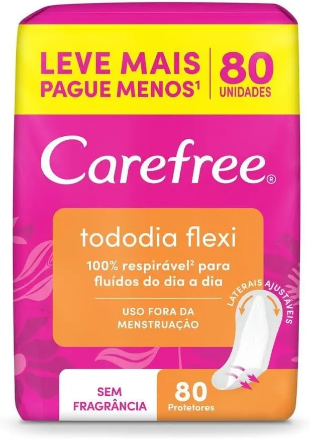 Protetor Diário Carefree Todo Dia Flexi, Sem Fragrância, 80 Unidades