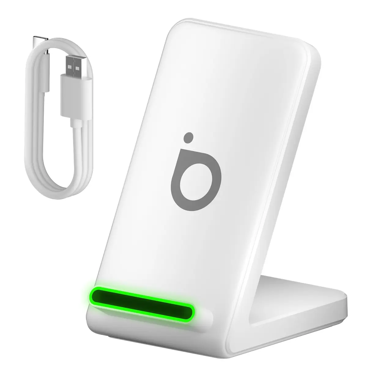 Basike Carregador Sem Fio, 15W Estação de Carregamento Rápido, Branco | Compatível iPhone16,15,14,13,12,11 (Pro, Pro Max)/XS/XR/XS/X/8(Plus)
