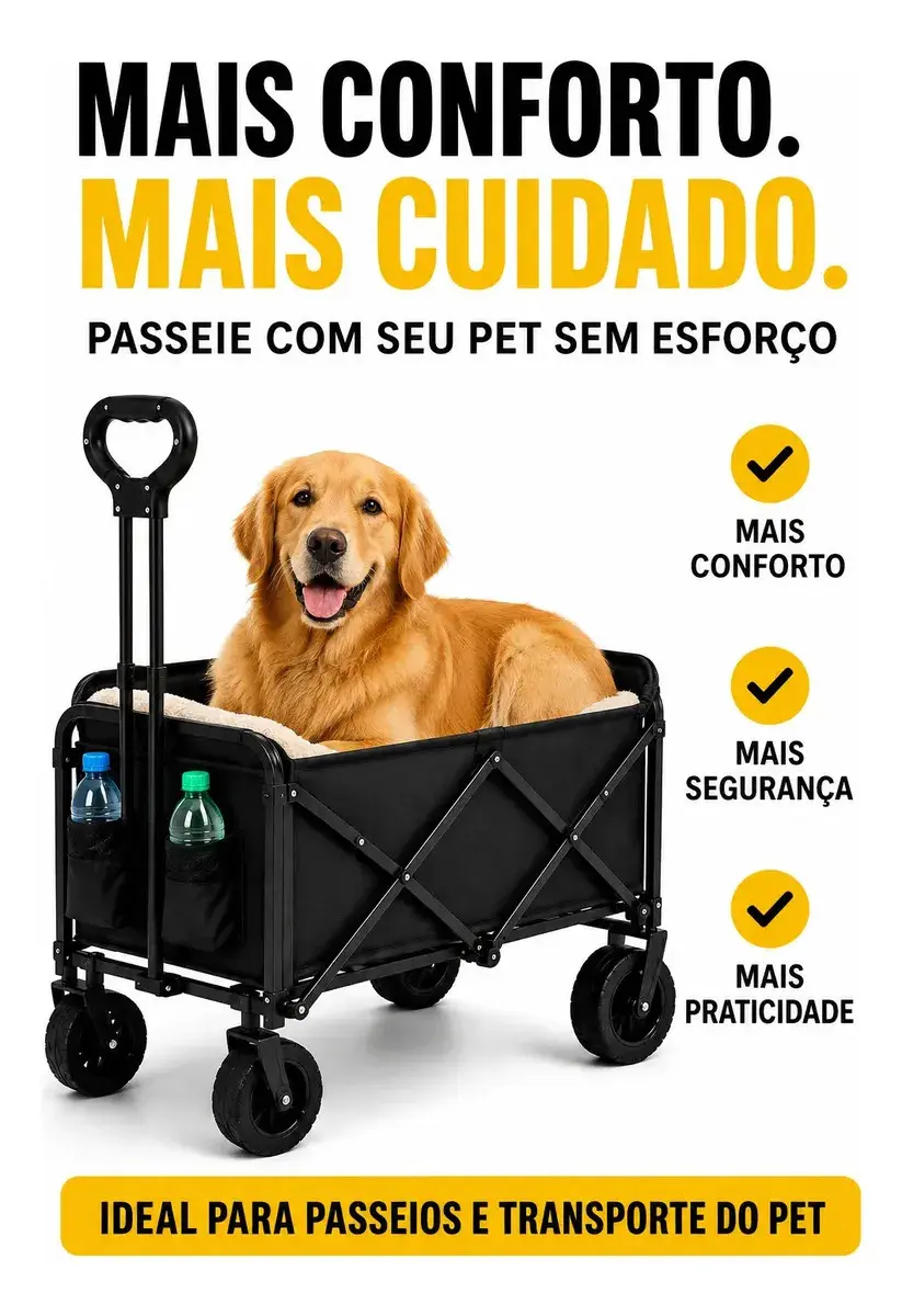 Carrinho Dobrável Multiuso 150kg Portatil 4 Rodas para Praia Camping Feira e Compras thumbnail 6