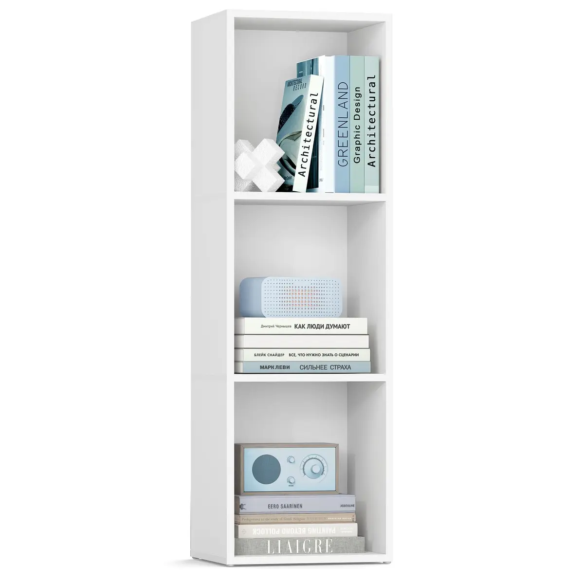 VASAGLE Estante de Livros 3 Níveis, Prateleira de Cubos | Unidade de Armazenamento, Compartimentos Abertos, Branco Nuvem BRLBC433W01